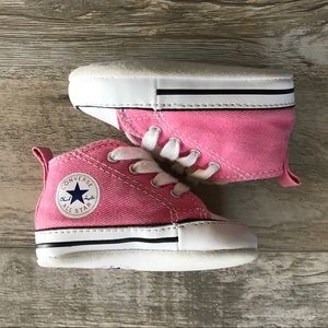infant pink leather converse